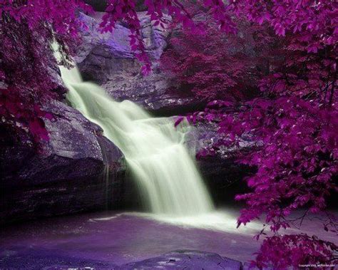 Purple Waterfall Beautiful Waterfalls Scenery