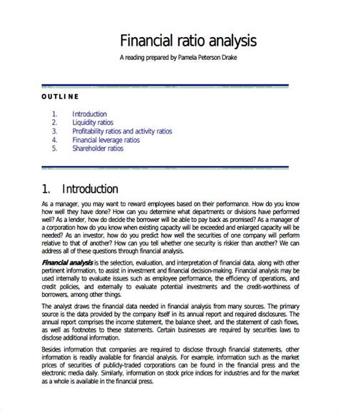 Guide to analyzing financial statements for financial analysts. Template.net 33 Financial Analysis Samples Free Premium ...