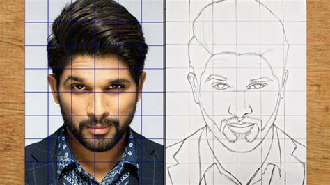 How To Draw Allu Arjunpart 1grid Method Step By Step Youtube