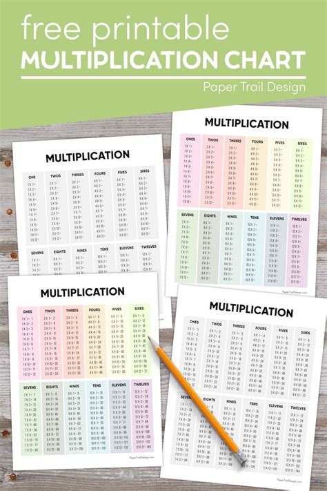 Multiplication Table Printable Paper Trail Design Multiplication