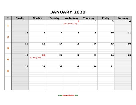 Fill In Monthly Calendar 2020 Calendar Template Printable