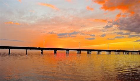 Sunset At Punta Gorda Bridge In Florida Stock Photo Download Image