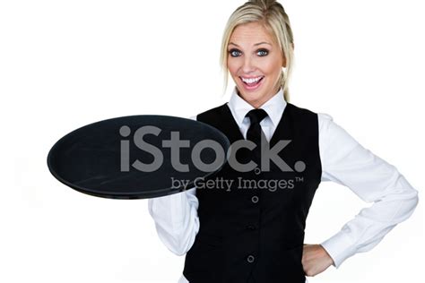 Waitress Holding An Empty Tray Stock Photo Royalty Free Freeimages