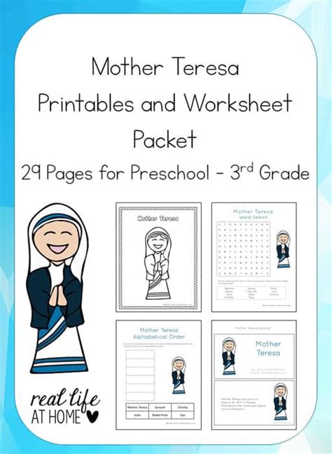 Mother Teresa Printables Packet Real Life At Home