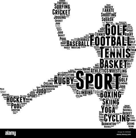 Words Cloud Concept Of Sport Made With Player Shape And Tags Stock