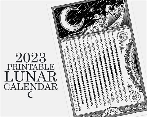 Printable Lunar Calendar 2023 Etsy