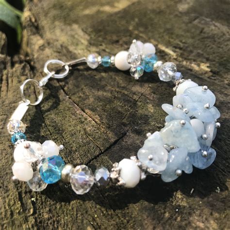 Aquamarine Bracelet For Bridesmaid Custom Raw Crystal Etsy In 2021