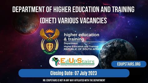 Department Of Higher Education And Training Dhet Various Vacancies