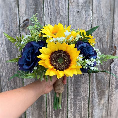 Sunflower Bouquet Sunflower Rose Bouquet Navy Sunflower | Etsy in 2021 | Sunflower bouquets ...
