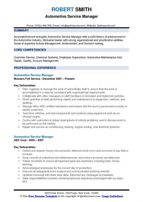 The office manager is directly responsible for general overseeing of the day to day functions within the accounting office and management of the accounting office staff. Automotive Service Manager Resume Samples | QwikResume