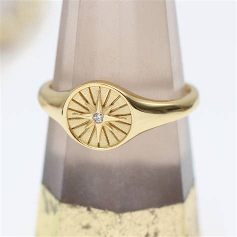 18ct Gold Plated And Semi Precious Crystal Compass Ring By Hurleyburley