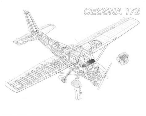 Print Of Cessna 172 Cutaway Drawing Cessna 172 Cessna Drawings