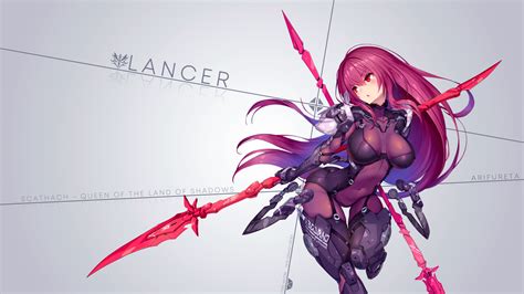 Purple Hair Red Eyes Long Hair Fategrand Order Scathach Simple