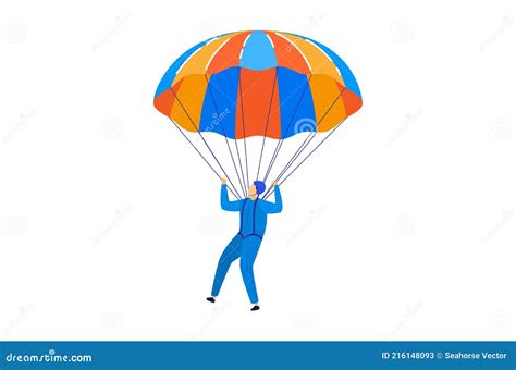 Air Transport Man Flies On Parachute Extreme Parachuting Downhill