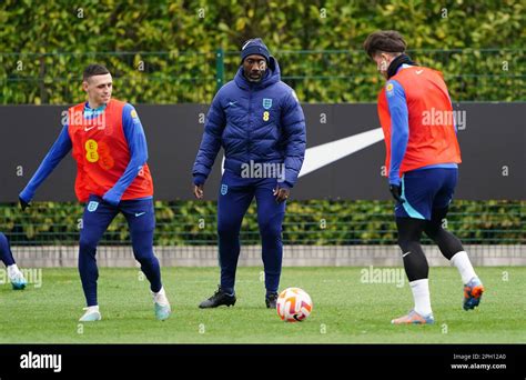 England Coach Jimmy Floyd Hasselbaink During A Training Session At The