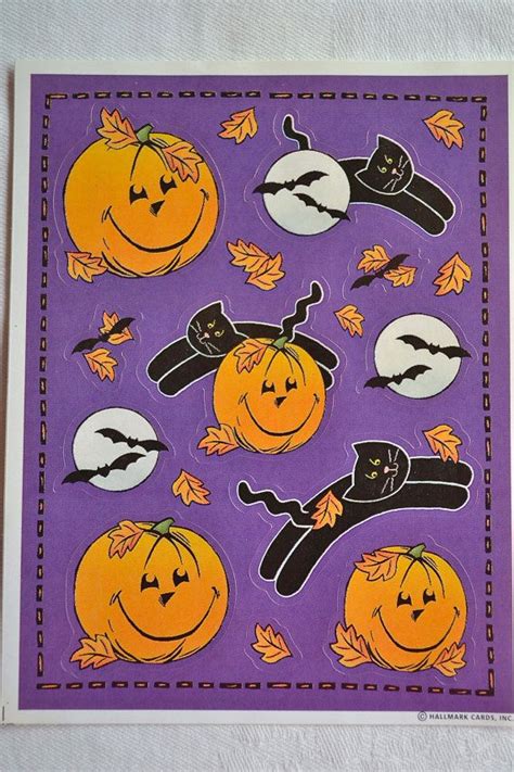 Vintage Stickers Hallmark Halloween Leaping Black Cats And Etsy