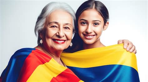 premium ai image colombian girl and grandmother with the national flag