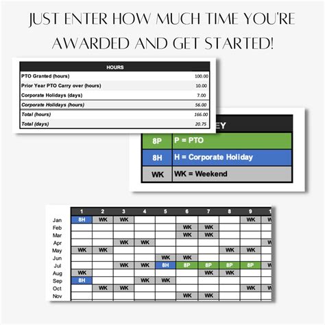 Digital Pto Tracker Excel Template Organization And Planning Etsy