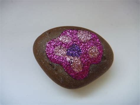 Glitter Glue Flower On A Pebble Crafts For Kids Glue