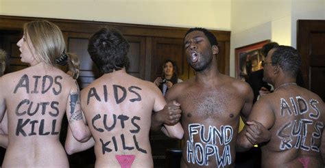 aids activists stage naked protest on capitol hill latimes