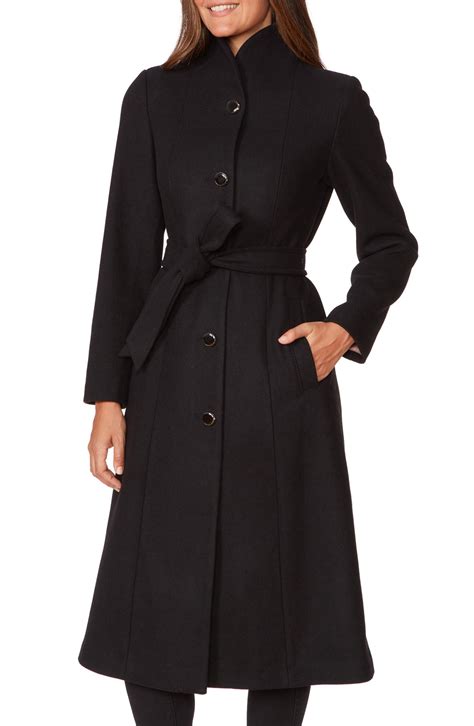 Womens Kate Spade New York Belted Wool Blend Coat Size X Small Black Fashion Gone Rogue