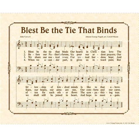 Blest Be The Tie That Binds Christian Home And Office Decor Sheet Music Wall Art Hymn On Parchment