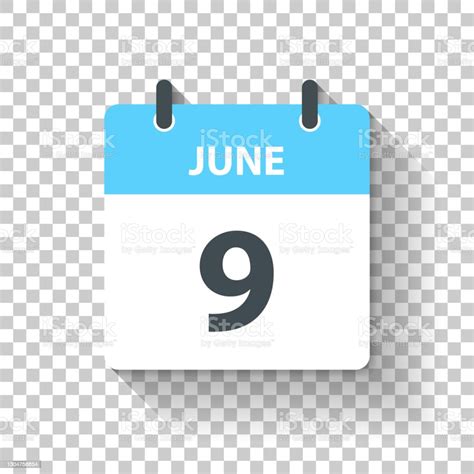 June 9 Daily Calendar Icon In Flat Design Style Stock Illustration