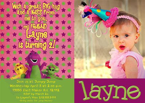 Barney Party Invitations Print At Home Diy By Printedbymom On Etsy