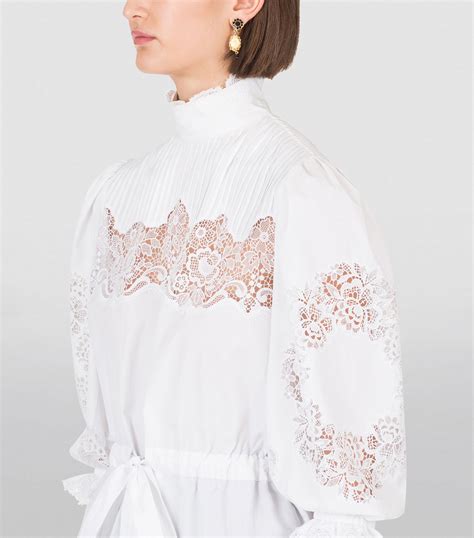 Dolce And Gabbana Multi High Neck Lace Blouse Harrods Uk