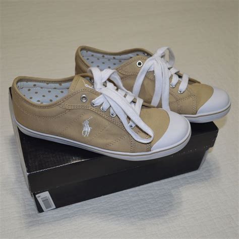 polo ralph lauren womens marin canvas sneakers shoes khaki size 8 sneakers shoes canvas sneakers