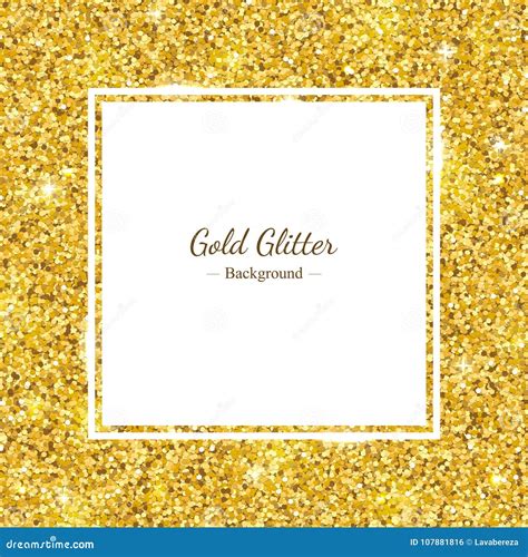 Gold Glitter Background Square Frame Vector Stock Vector