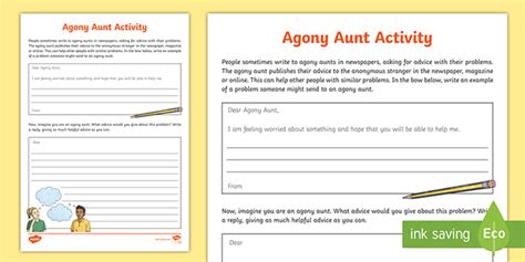 Agony Aunt Letter Worksheet Informal Letter Writing