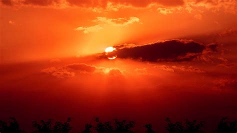 Wallpaper Red Sky Sunset Sun Clouds