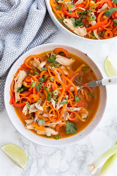 Inspiralized Spicy Asian Chicken Carrot Noodle Soup