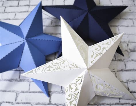 3d Paper Star Printable Template Svg Star Cut Files Dxf