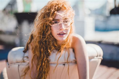 Windy Face Hair In Face Women Chair Emblu Long Hair Curly Hair Open Mouth Looking Away