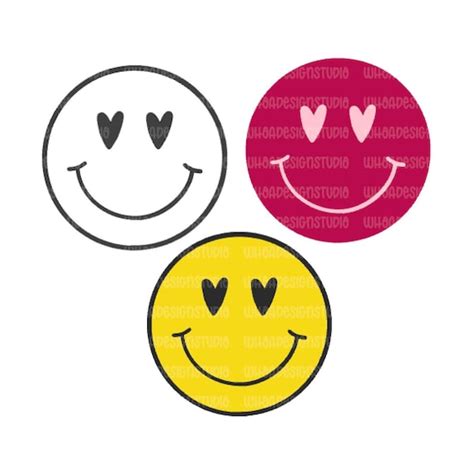 Smiley Face Hearts Svg Smiley Face With Heart Eyes Svg Etsy
