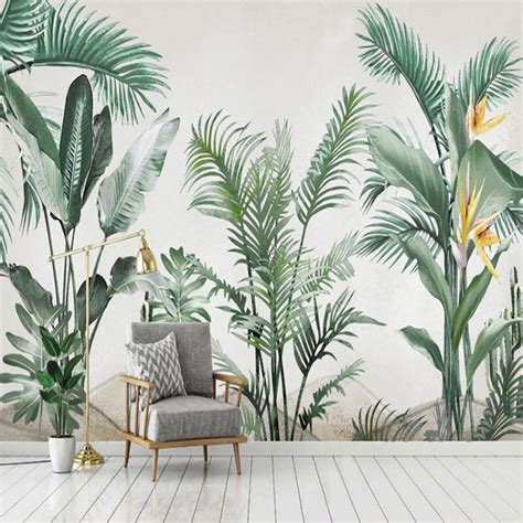 Custom Wallpaper Mural Banana And Palm Tree Leaves Bvm Home