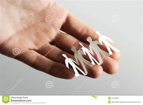 Little Paper Cutout People On Hand Royalty Free Stock Photos - Image ...