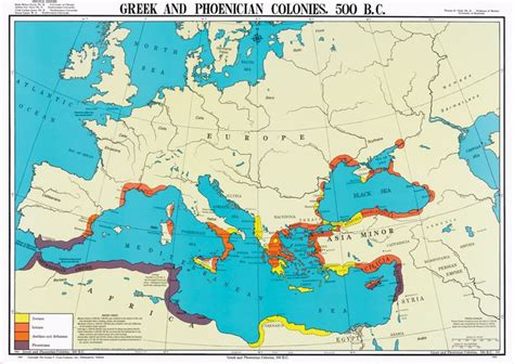 A Map Showing The Greek And Phoenician Colonies In The Mediterranean