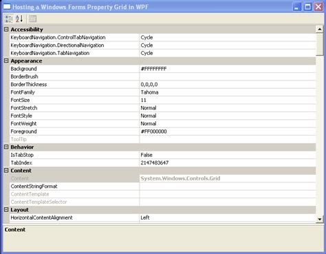 Hosting A Windows Forms Property Grid In Wpf Window Windows