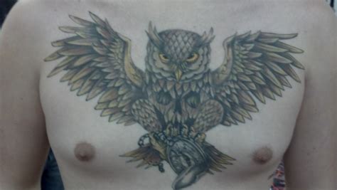 Owl Chest Piece Tattoo Chest Piece Tattoo Tattoos Pieces Tattoo