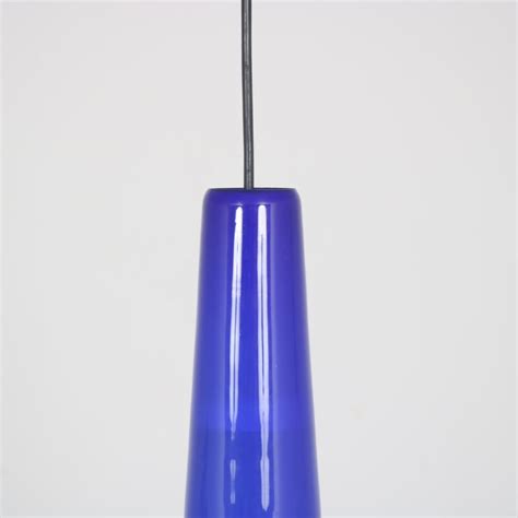 Vintage Blue Glass Pendant Lamp By Vistosi Italy 1960s