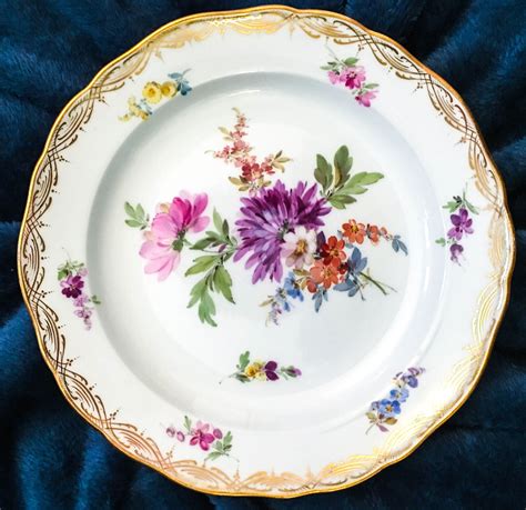 The Aster Meissen Dessert Plate In Floral And Gold Porcelain