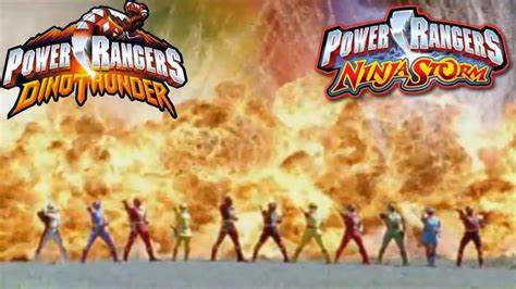 Power Rangers Dino Thunderninja Storm Team Up Fan Opening Youtube