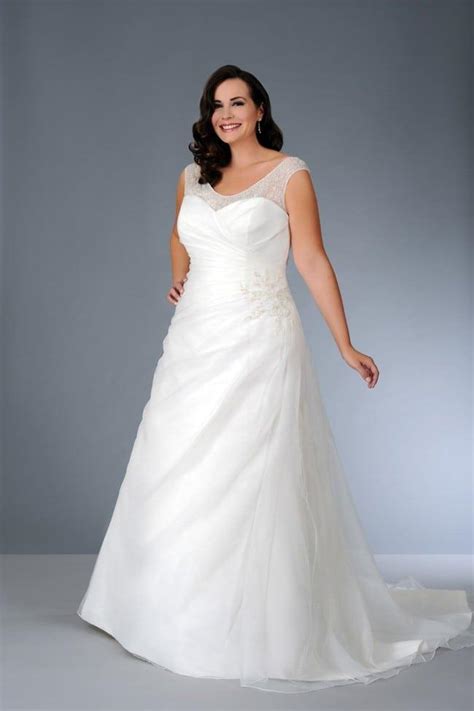 Cap Sleeve Wedding Gown For Plus Size Bride