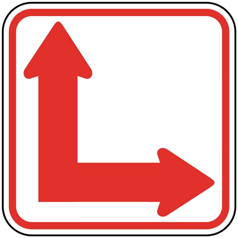 Directional Sign 90 Degree Dual Directional Arrow Red On White