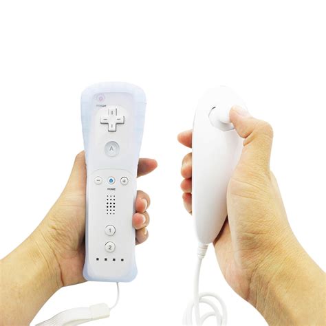 2 PCS White Remote Wiimote Nunchuck Controller Set Combo For Nintendo