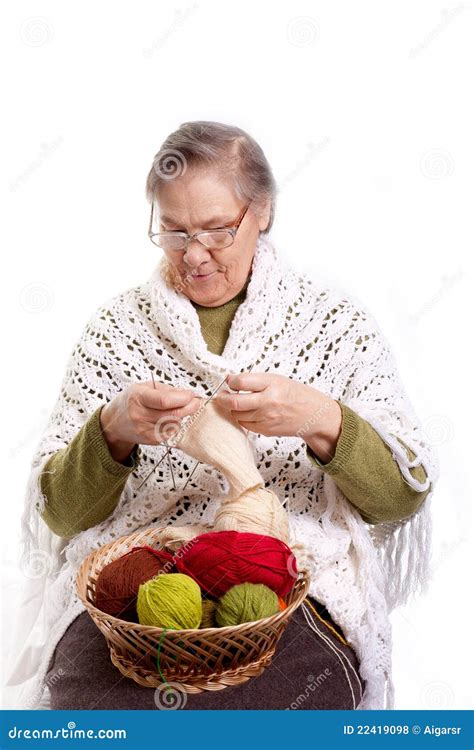 Senior Woman Knitting Stock Photo Image Of Granny Lady 22419098