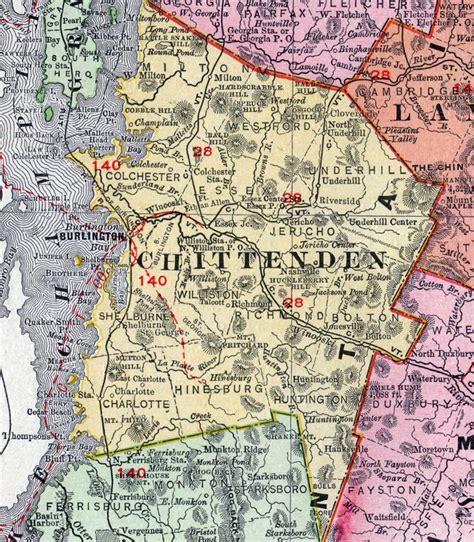 Chittenden County Vermont 1911 Map Rand Mcnally Burlington